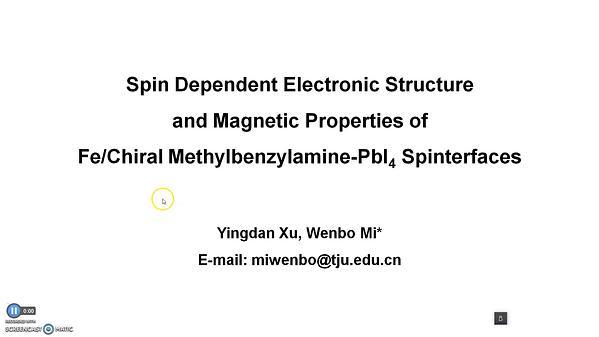 Spin Dependent Electronic Structure and Magnetic Properties of Fe/Chiral Methylbenzylamine PbI4 Spinterfaces