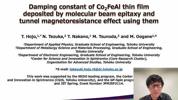 Damping constant of Co2FeAl thin film deposited by molecular beam epitaxy and tunnel magnetoresistance effect using them