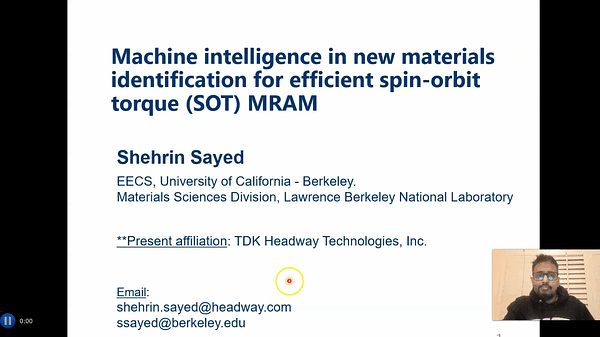 Machine intelligence in new materials identification for efficient spin orbit torque (SOT) MRAM.