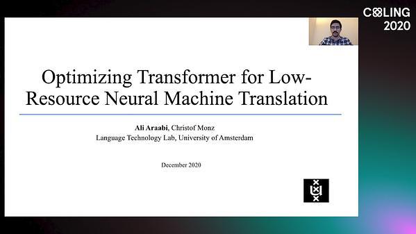 Optimizing Transformer for Low-Resource Neural Machine Translation