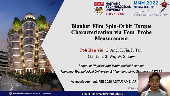 Blanket Film Spin Orbit Torque Characterization via Four Probe Measurement