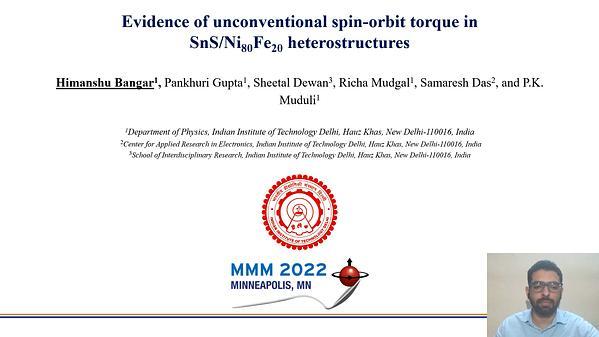 Evidence of unconventional spin orbit torque in SnS/Ni80Fe20 heterostructures