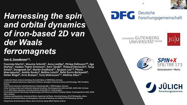 Harnessing the spin and orbital dynamics of iron based 2D van der Waals ferromagnets