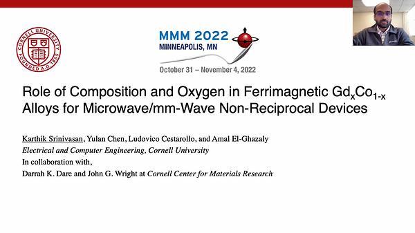 Role of Composition and Oxygen in Ferrimagnetic GdxCo1 x Alloys for Microwave/mm