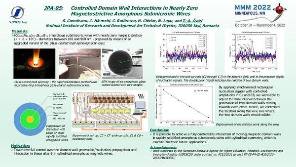 Controlled Domain Wall Interactions in Nearly Zero Magnetostrictive Amorphous Submicronic Wires