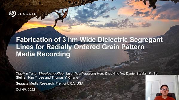 Fabrication of 3 nm Width Dielectric Segregant Lines for Radially Ordered Grain Pattern Media Recording