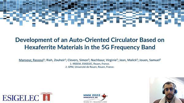 Development of an Auto Oriented Circulator Based on Hexaferrite Materials in the 5G Frequency Band