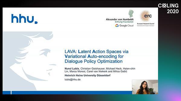 LAVA: Latent Action Spaces via Variational Auto-encoding for Dialogue Policy Optimization