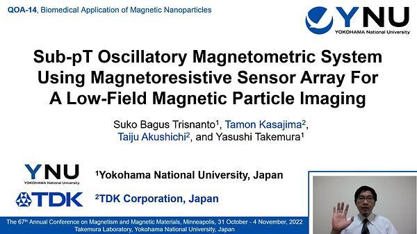 Sub pT oscillatory magnetometric system using magnetoresistive sensor array for a low
