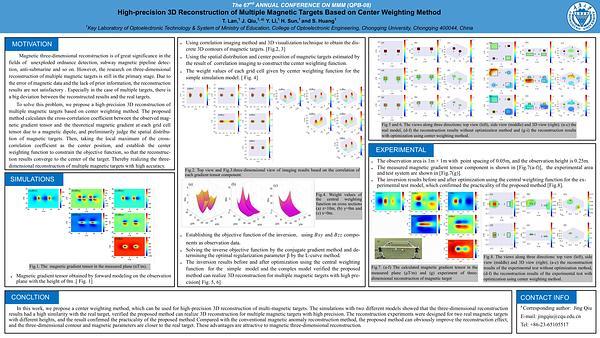 High precision 3D Reconstruction of Multiple Magnetic Targets Based on Center Weighting Method