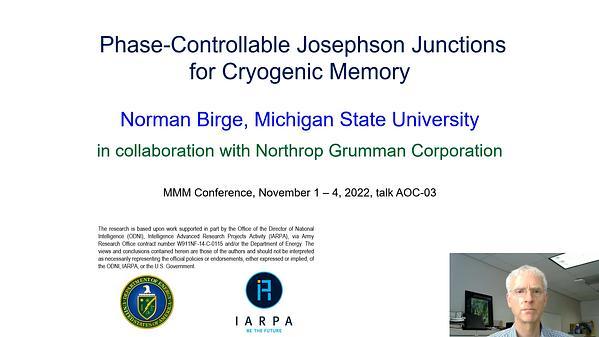 Ferromagnetic Josephson Junctions for Cryogenic Memory