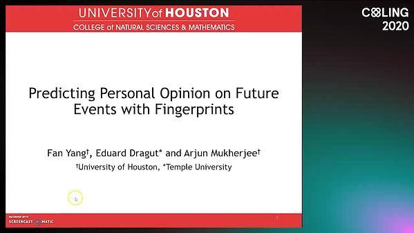Predicting Personal Opinion on Future Events with Fingerprints