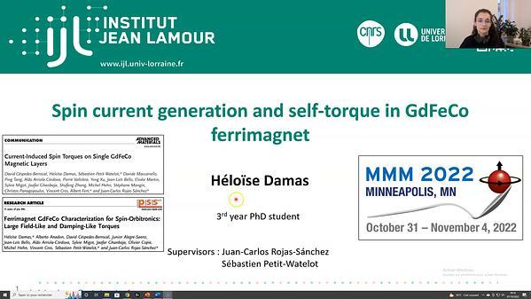 Spin currents generation and self Spin Orbit torque in GdFeCo ferrimagnet