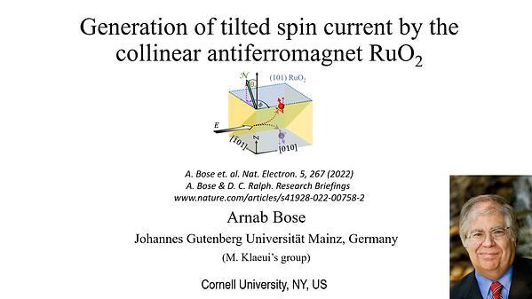 Tilted spin current generated by the collinear antiferromagnet RuO2