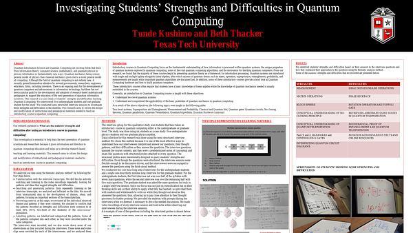 Investigating Students' Strengths and Difficulties in Quantum Computing