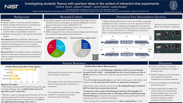 Investigating students’ fluency with quantum ideas in the context of interaction-free experiments