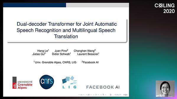 Dual-decoder Transformer for Joint Automatic Speech Recognition and Multilingual Speech Translation