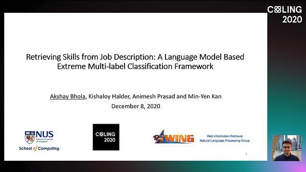 Retrieving Skills from Job Description: A Language Model Based Extreme Multi-label Classification Framework