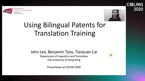 Using Bilingual Patents for Translation Training