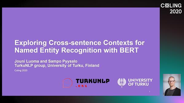 Exploring Cross-sentence Contexts for Named Entity Recognition with BERT