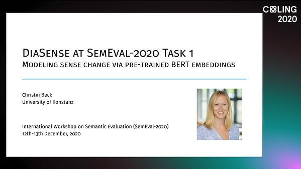 DiaSense at SemEval-2020 Task 1: Modeling Sense Change via Pre-trained BERT Embeddings