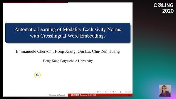 Automatic Learning of Modality Exclusivity Norms with Crosslingual Word Embeddings