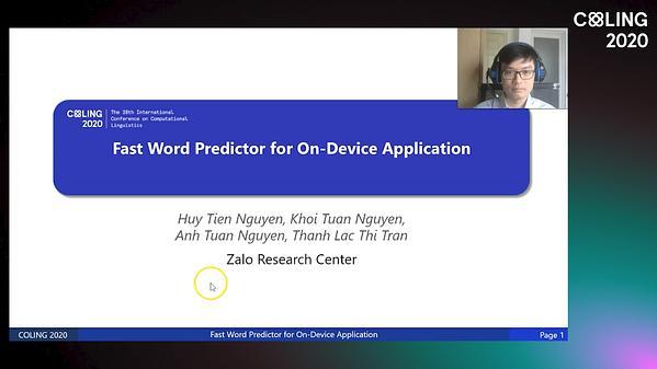 Fast Word Predictor for On-Device Application