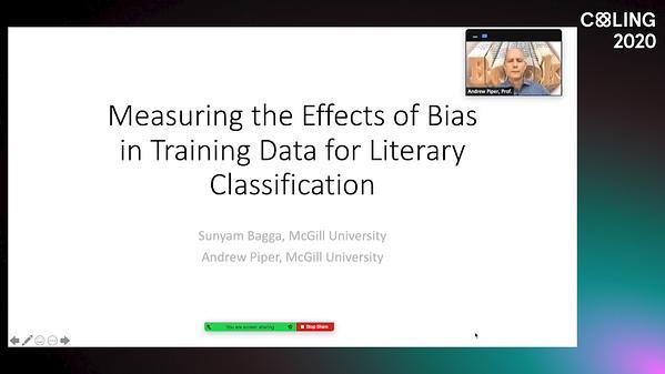 Measuring the Effects of Bias in Training Data for Literary Classification
