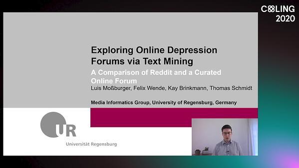 Exploring Online Depression Forums via Text Mining: A Comparison of Reddit and a Curated Online Forum