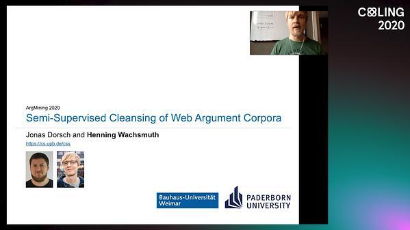 Semi-Supervised Cleansing of Web Argument Corpora