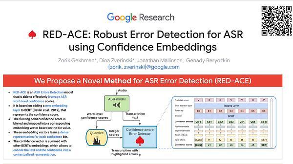 RED-ACE: Robust Error Detection for ASR using Confidence Embeddings