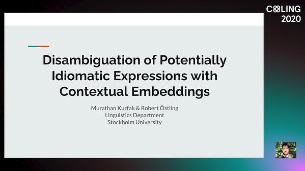 Disambiguation of Potentially Idiomatic Expressions with Contextual Embeddings