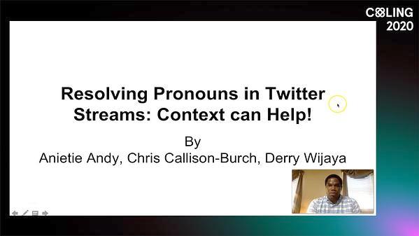 Resolving Pronouns in Twitter Streams: Context can Help!