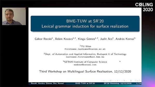 BME-TUW at SR’20: Lexical grammar induction for surface realization