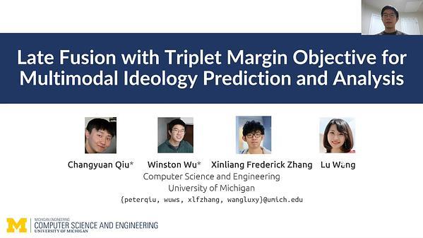 Late Fusion with Triplet Margin Objective for Multimodal Ideology Prediction and Analysis
