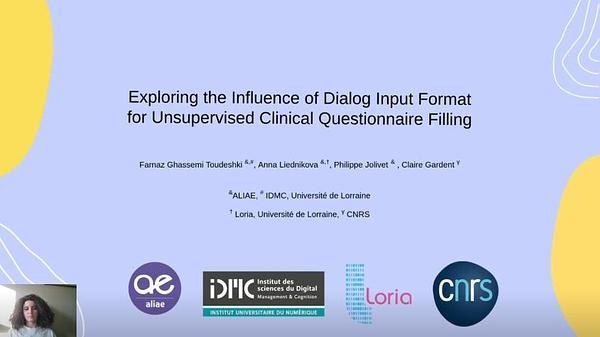 Exploring the Influence of Dialog Input Format for Unsupervised Clinical Questionnaire Filling