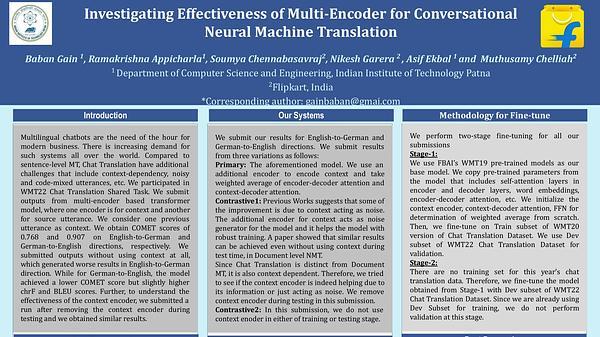 Investigating Effectiveness of Multi-Encoder for Conversational Neural Machine Translation