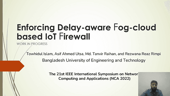 Enforcing delay-aware fog-cloud based IoT firewall (Work In Progress)