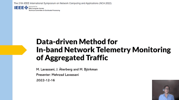 Data driven method for In band Network Telemetry Monitoring of Aggregated Traffic