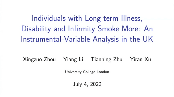 Individuals with Long-term Illness, Disability anInfirmity Smoke More: An Instrumental-Variable Analysis in the UK