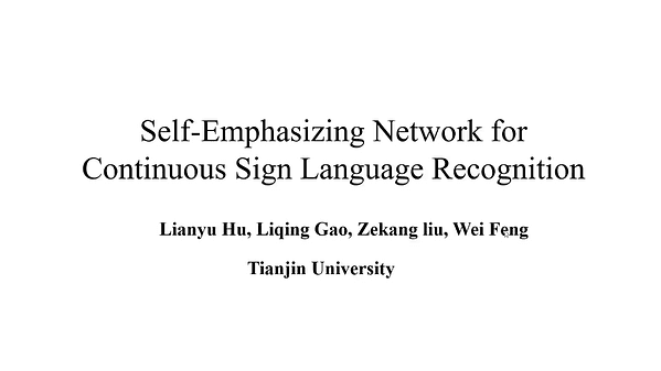 Self-Emphasizing Network for Continuous Sign Language Recognition