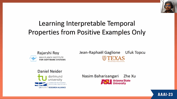 Learning Interpretable Temporal Properties from Positive Examples Only