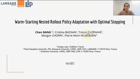 Warm-Starting Nested Rollout Policy Adaptation with Optimal Stopping
