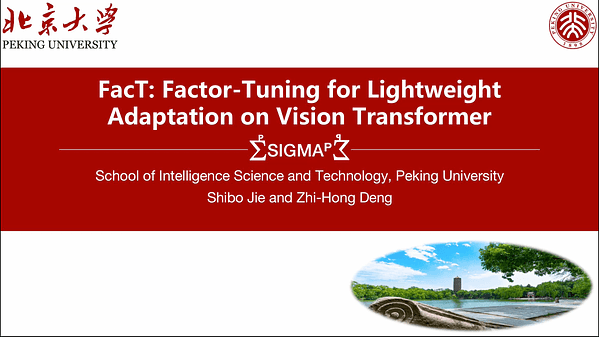 FacT: Factor-Tuning for Lightweight Adaptation on Vision Transformer