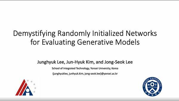 Demystifying Randomly Initialized Networks for Evaluating Generative Models