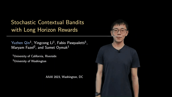 Stochastic Contextual Bandits with Long Horizon Rewards