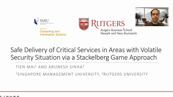 Securing Lifelines: Safe Delivery of Critical Services in Areas with Volatile Security Situation via a Stackelberg Game Approach