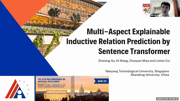 Multi-Aspect Explainable Inductive Relation Prediction by Sentence Transformer