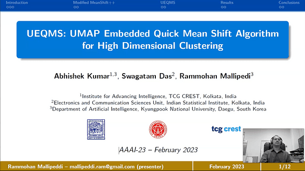 UEQMS: UMAP Embedded Quick Mean Shift Algorithm for High Dimensional Clustering