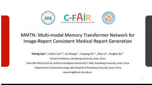 MMTN: Multi-modal Memory Transformer Network for Image-Report Consistent Medical Report Generation